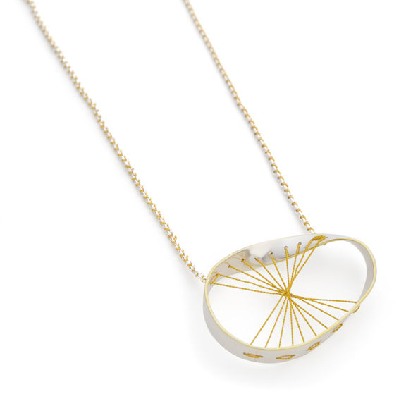 Sterling Silver and Amber Silk Mobius Pendant