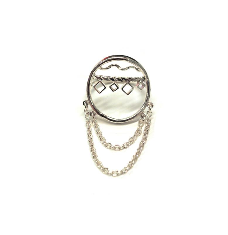 Silver Oriental Hoop Tasseled Ring