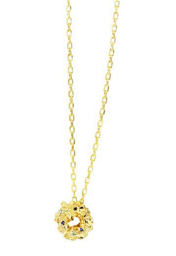 gold vermeil silver necklace with sapphires and tourmalines,