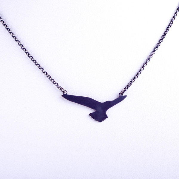 Bird in Flight Necklace in Oxidised Silver