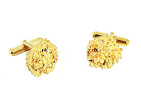 gold vermeil silver cufflinks with sapphires and tourmalines