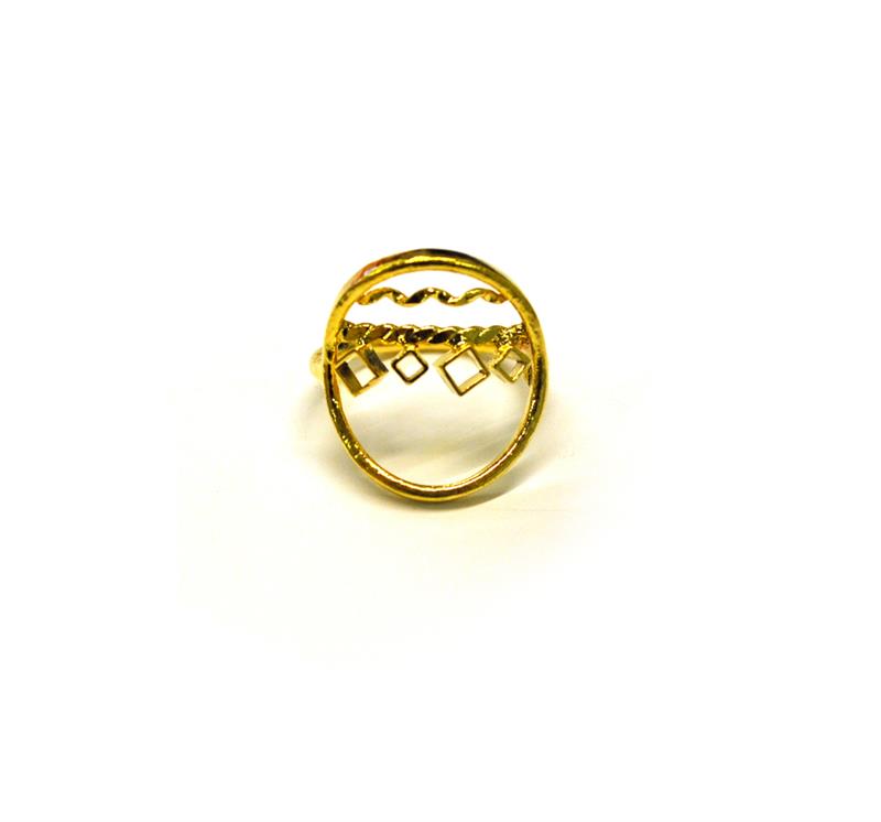 Gold Mini Hoop Ring with floating Diamond detaling