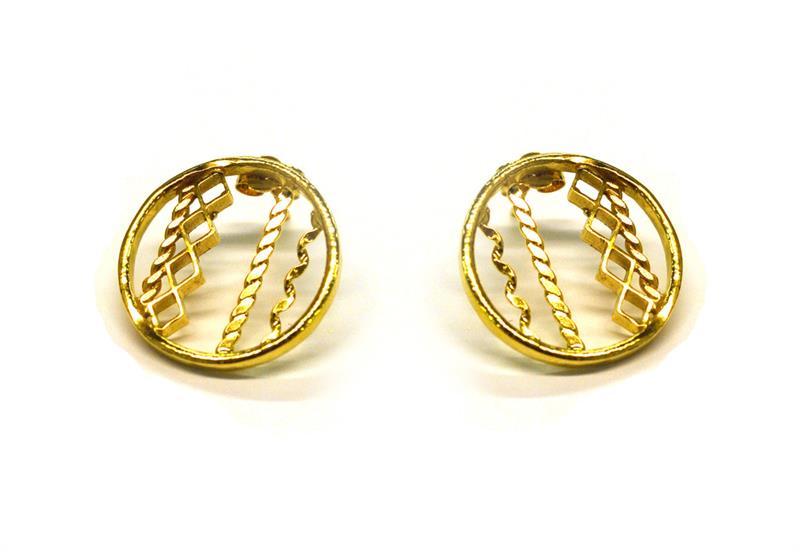 Mini Oriental Hoop Studs in Gold