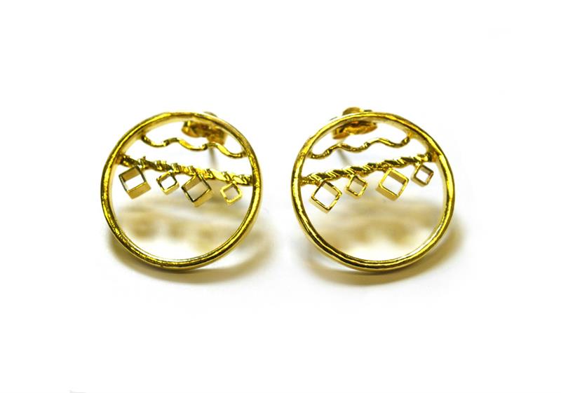 Mini Gold Oriental Hoop Studs