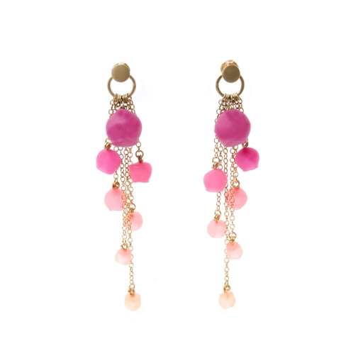 Gold Plated Cascade earrings - pink