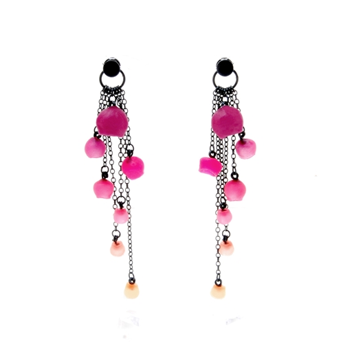 Oxidised Cascade earrings - pink