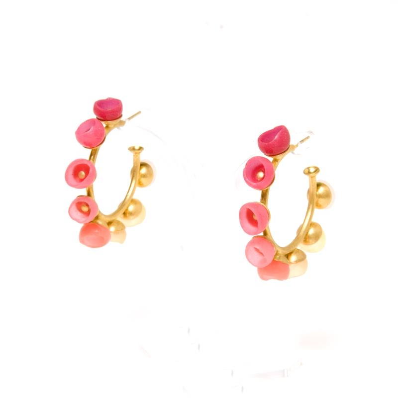 Hoop Earrings - Pink-Orange
