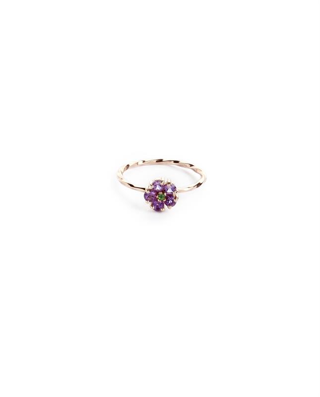 Hannah II amethyst and tsavorite stacking ring