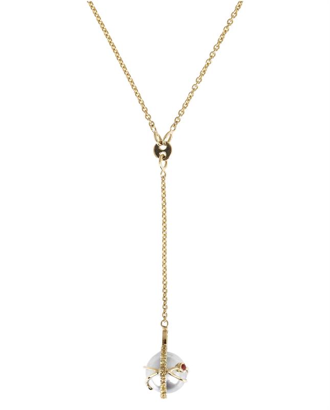 Laika grey Akoya pearl gold necklace