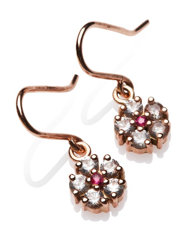 Hannah white sapphire and ruby earrings