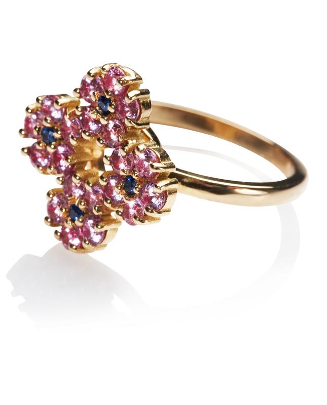 Hannah pink and blue sapphire ring