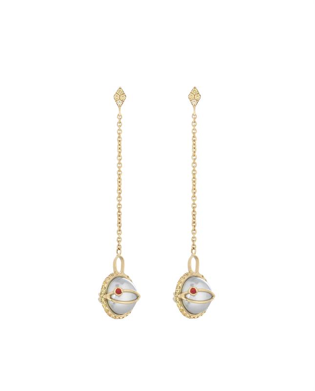 Laika grey Akoya pearl gold earrings